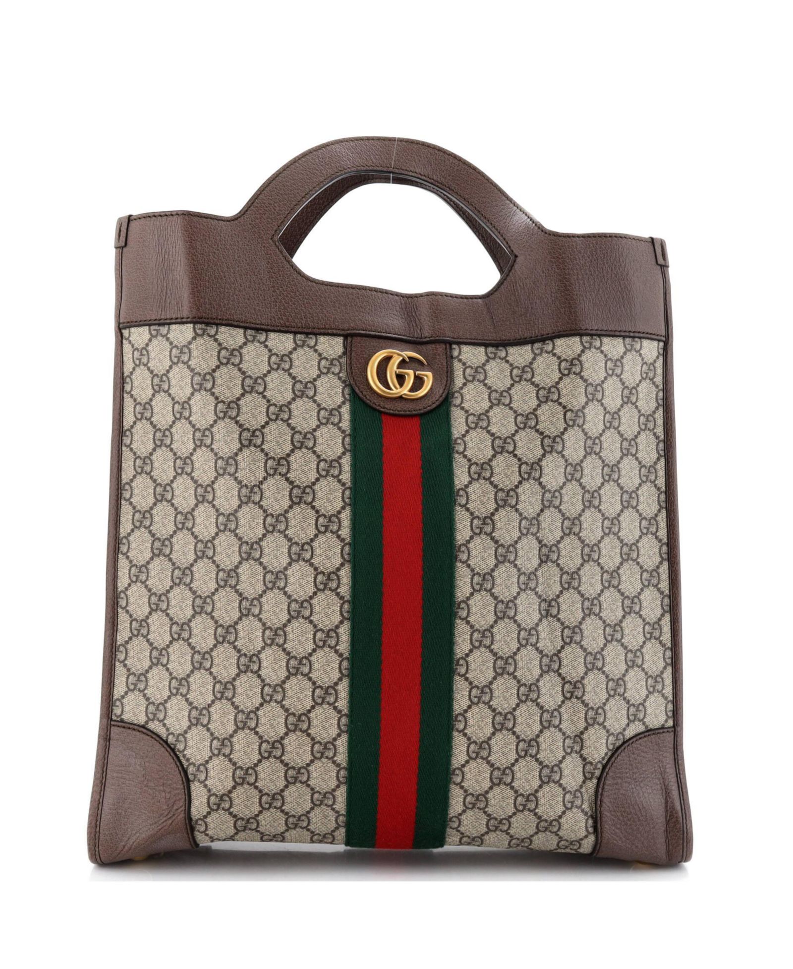 Pre-Owned Gucci Large Ophidia Cut Out Handle Bag GG Coated Canvas with Leather