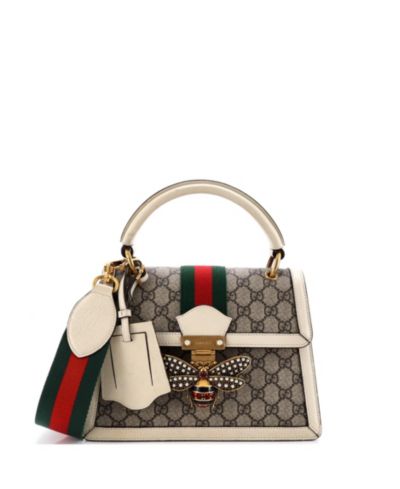 Сумка Gucci Small Queen Margaret Top Handle GG Coated Canvas с кожаной отделкой