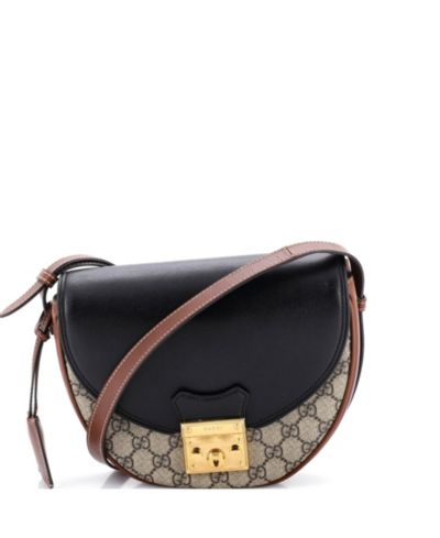 Сумка через плечо Pre-Owned Gucci Medium Padlock Saddle, GG Coated Canvas и кожа