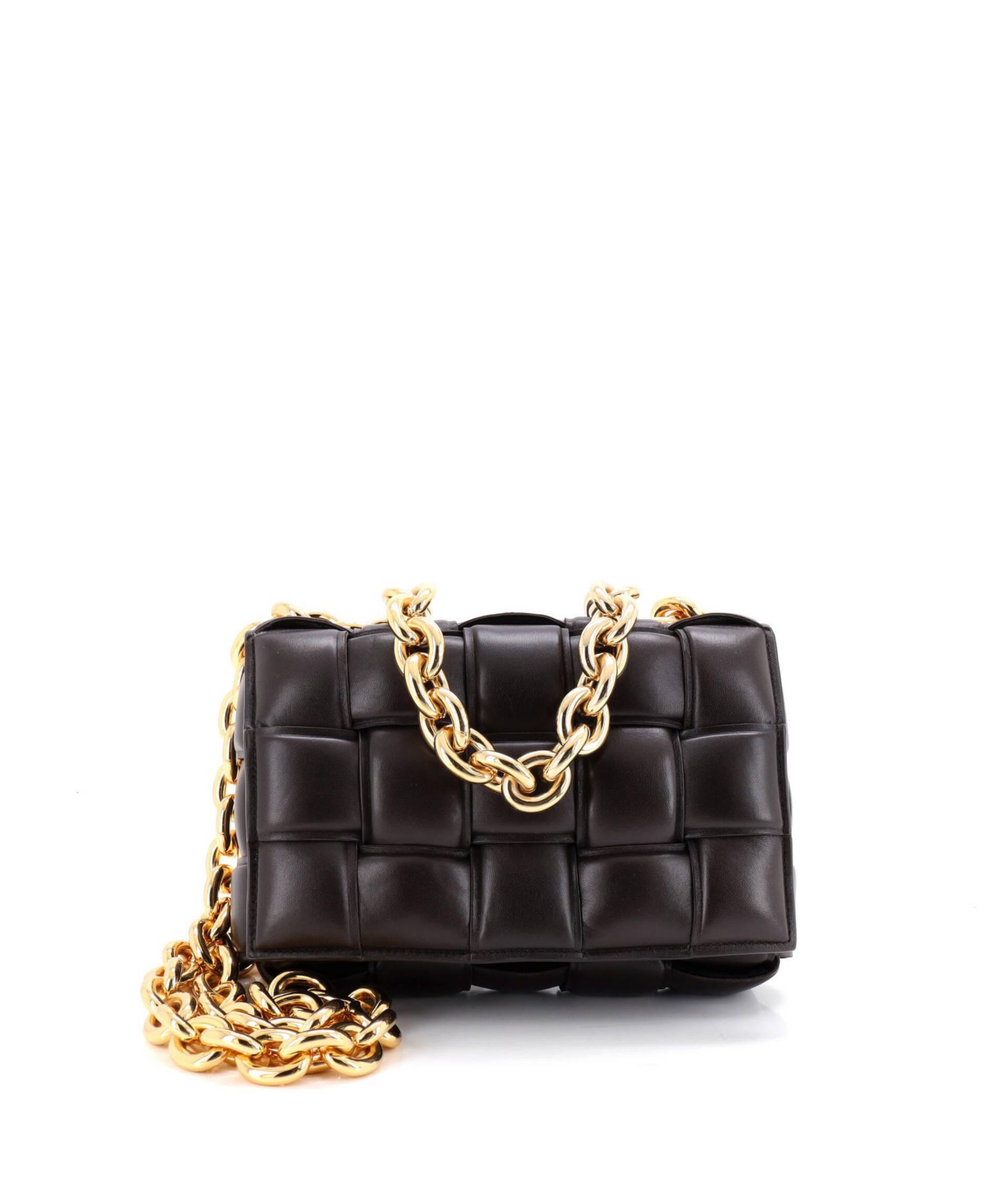 Б/у сумка через плечо Bottega Veneta Cassette Chain из кожи Intrecciato, макс-размер