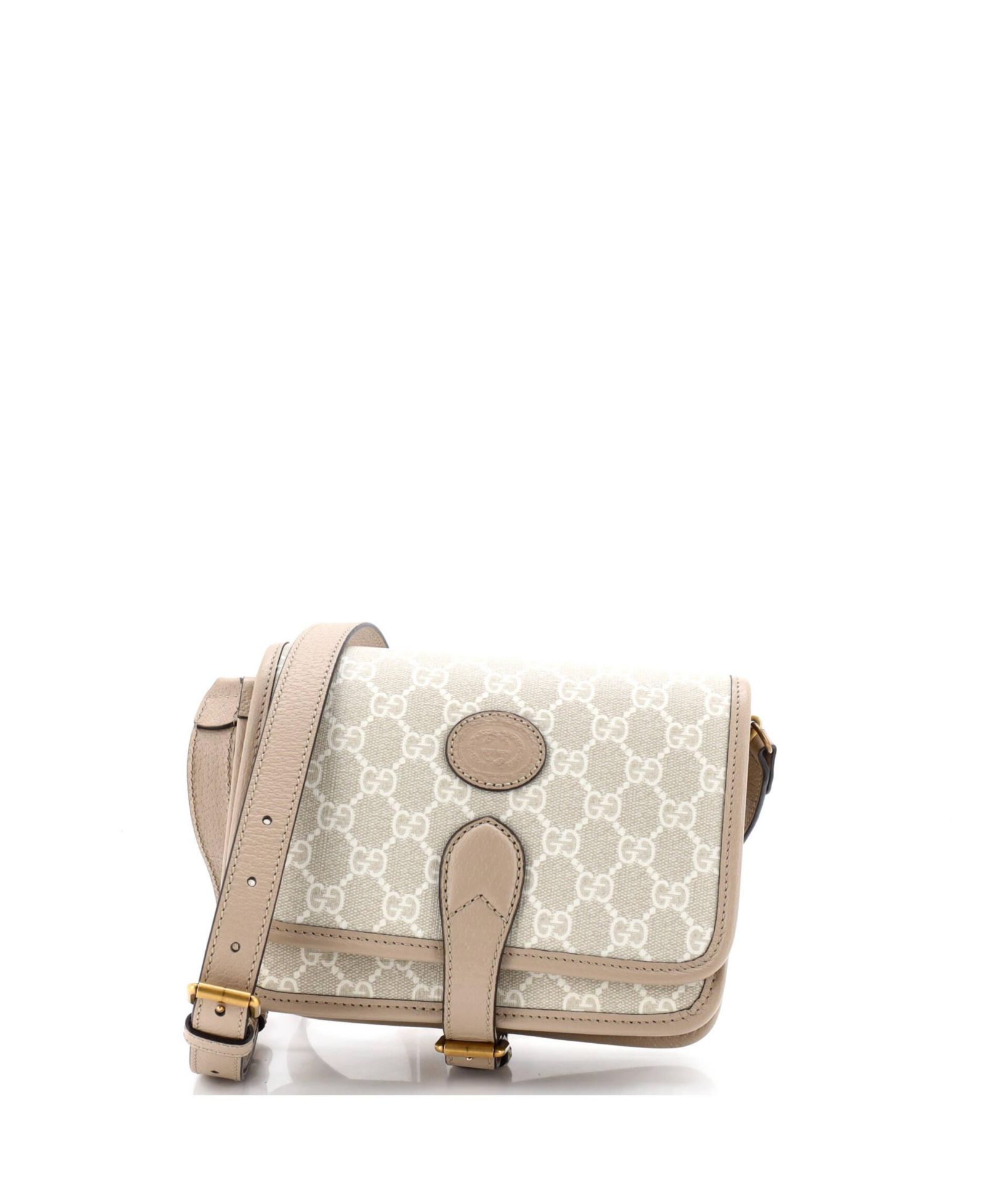 Подержанная сумка-мессенджер Gucci Mini Interlocking G с нашивкой из лакированной ткани GG