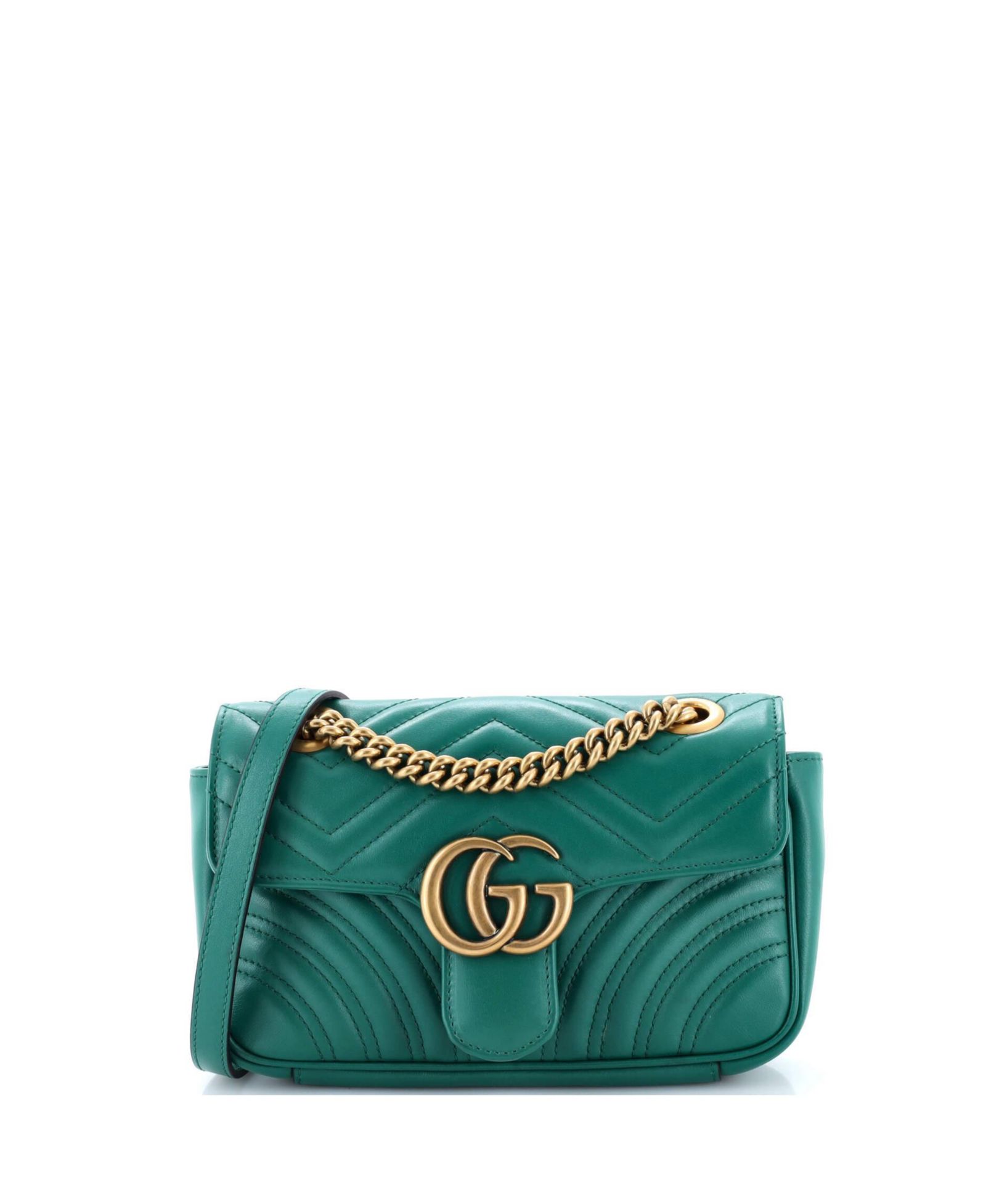 Pre-Owned Gucci Mini GG Marmont Flap Bag Matelasse Leather