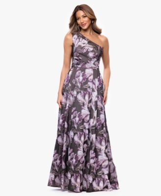 XSCAPE Petite One-Shoulder Sleeveless Gown