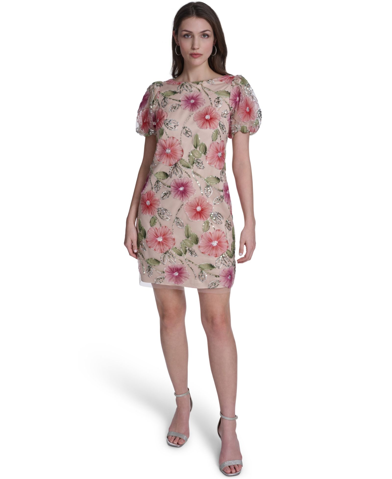 Женское платье Eliza J Petite Puff-Sleeve Boat Neck T-Body