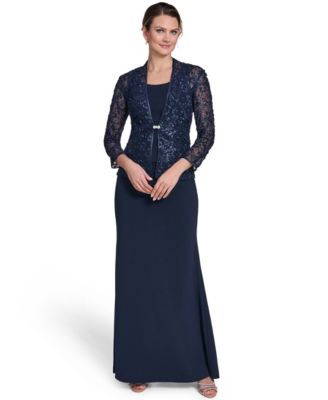 Jessica Howard Petite Scoop Neck Gown & Jacket, 2-Piece Set