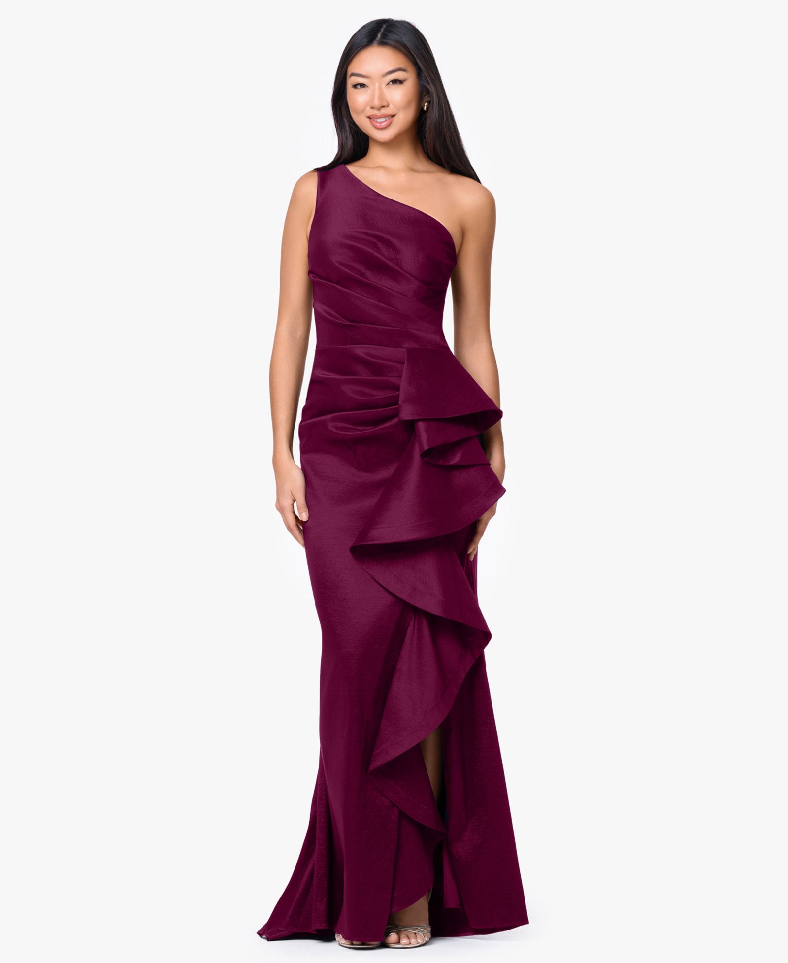 Вечернее платье Betsy & Adam Petite One-Shoulder Ball Gown