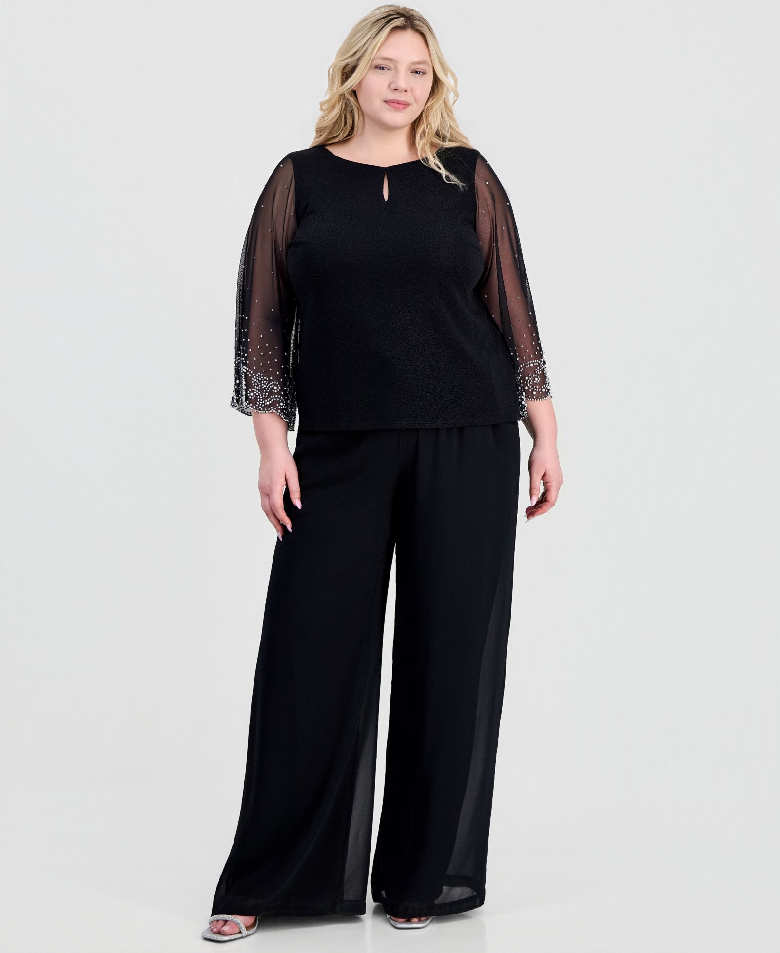 Alex Evenings Plus Size Boat-Neck Metallic-Knit Top