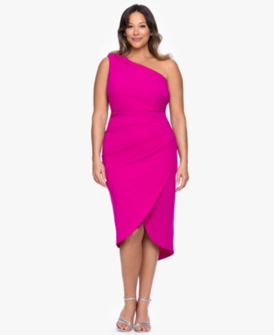 Платье миди Plus Size XSCAPE One-Shoulder Ruched