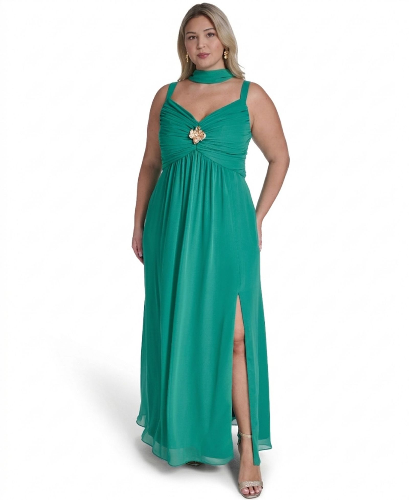 Eliza J Plus Size Spaghetti Strap Sweetheart Neck Ball Gown