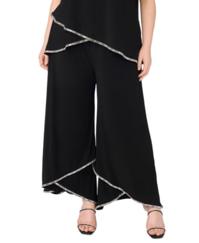 MSK Plus Size Tulip Hem Rhinestone Detailed Pull-On Pants
