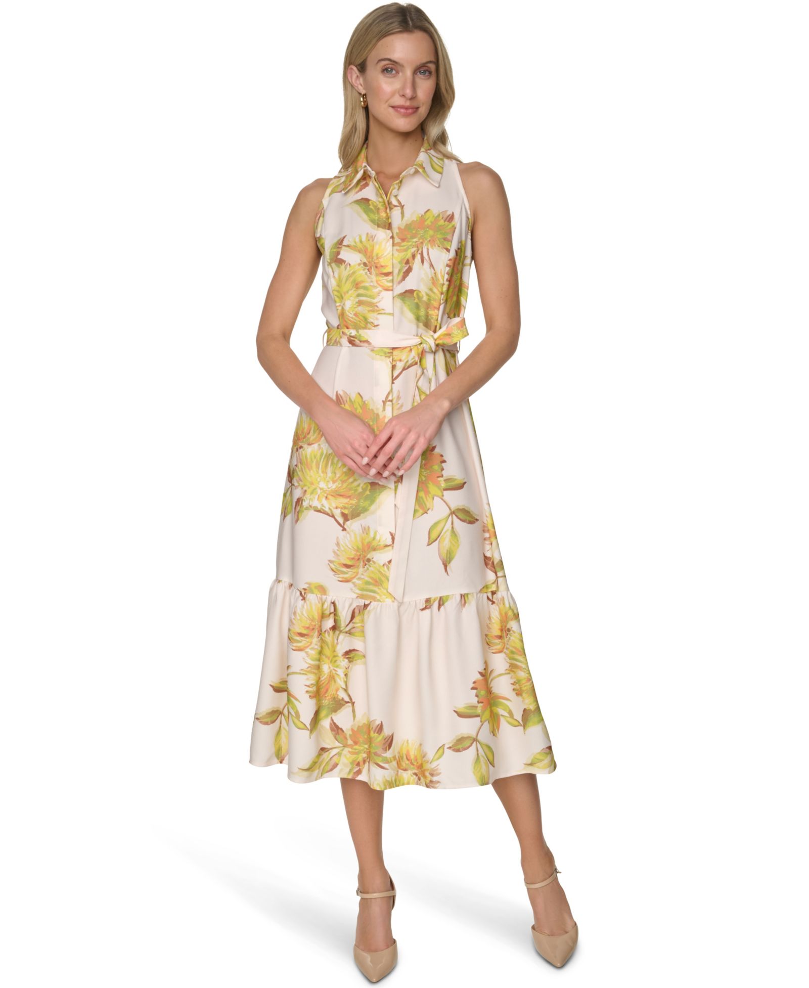 Миди-рубашка Calvin Klein Petite Printed Collared Neck