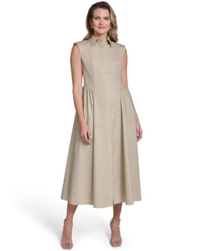 Jessica Howard Petite Sleeveless Collared Shirt-Dress