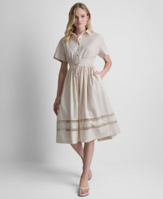 DKNY Petite Short-Sleeve Collared Neck Shirt-Dress