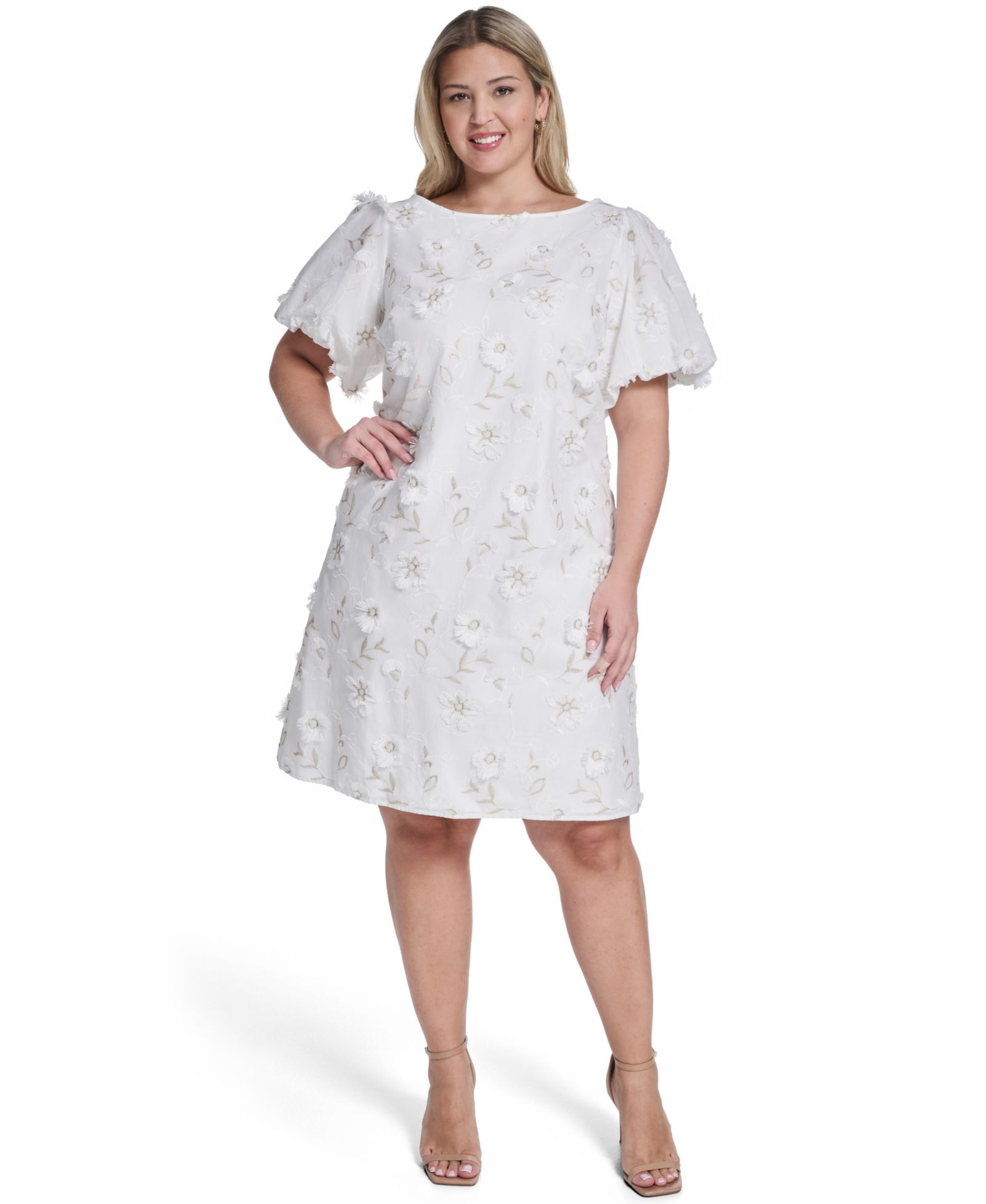 Платье Jessica Howard Plus Size Bubble Short-Sleeve Boat Neck Sheath