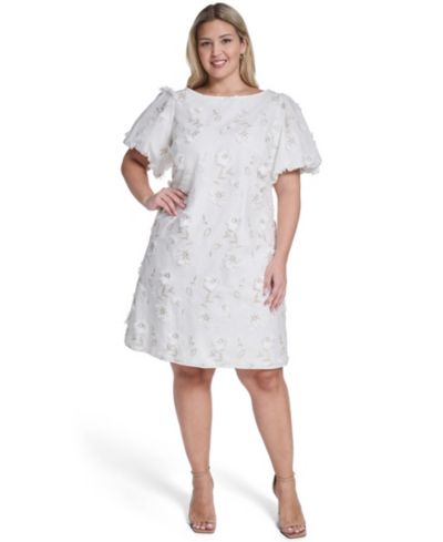 Платье Jessica Howard Plus Size Bubble Short-Sleeve Boat Neck Sheath