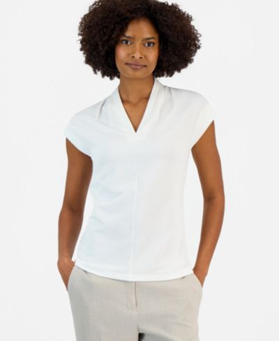 Kasper Petite V-Neck Pull-On Blouse