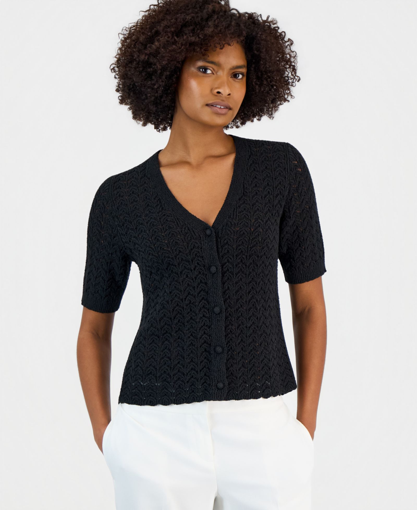 Свитер Kasper Petite V-Neck Button-Front