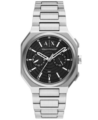 Мужские кварцевые часы Armani Exchange Dual Time из серебристой нержавеющей стали 40mm