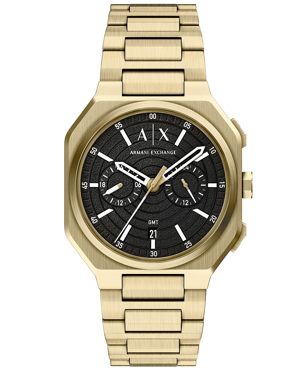 Мужские кварцевые часы Armani Exchange Dual Time из золотистой нержавеющей стали 40mm