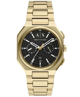 Мужские кварцевые часы Armani Exchange Dual Time из золотистой нержавеющей стали 40mm