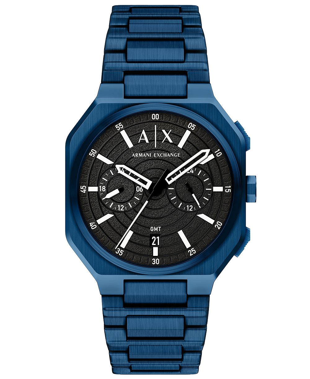 Мужские кварцевые часы Armani Exchange Dual Time Blue Stainless Steel 40mm