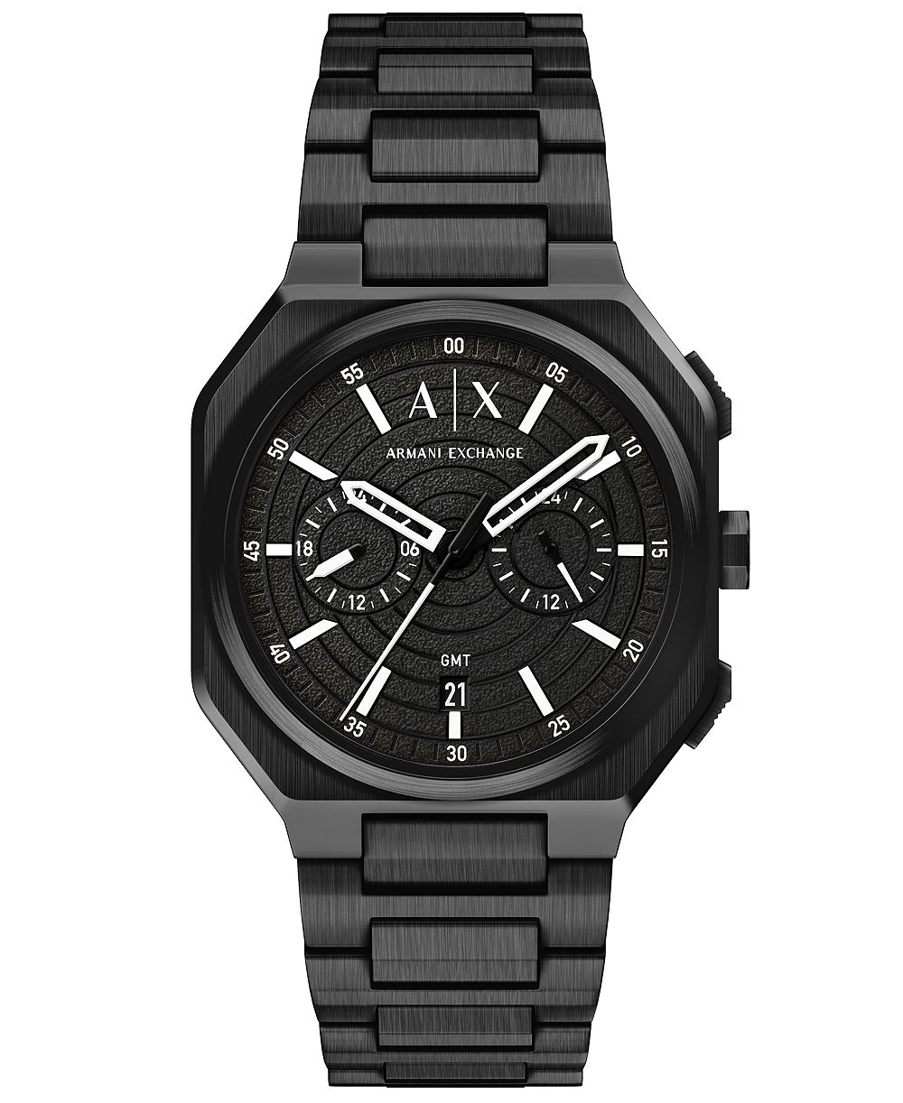 Armani Exchange Men's Quartz Dual Time Black Stainless Steel Watch 40mm