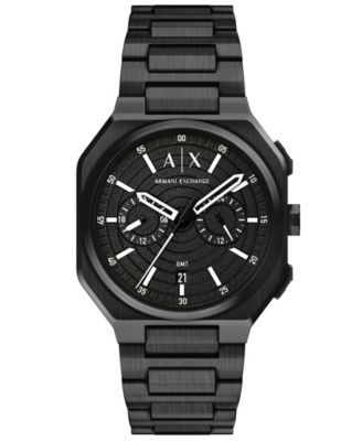 Мужские кварцевые часы Armani Exchange Dual Time, черная нержавеющая сталь 40mm