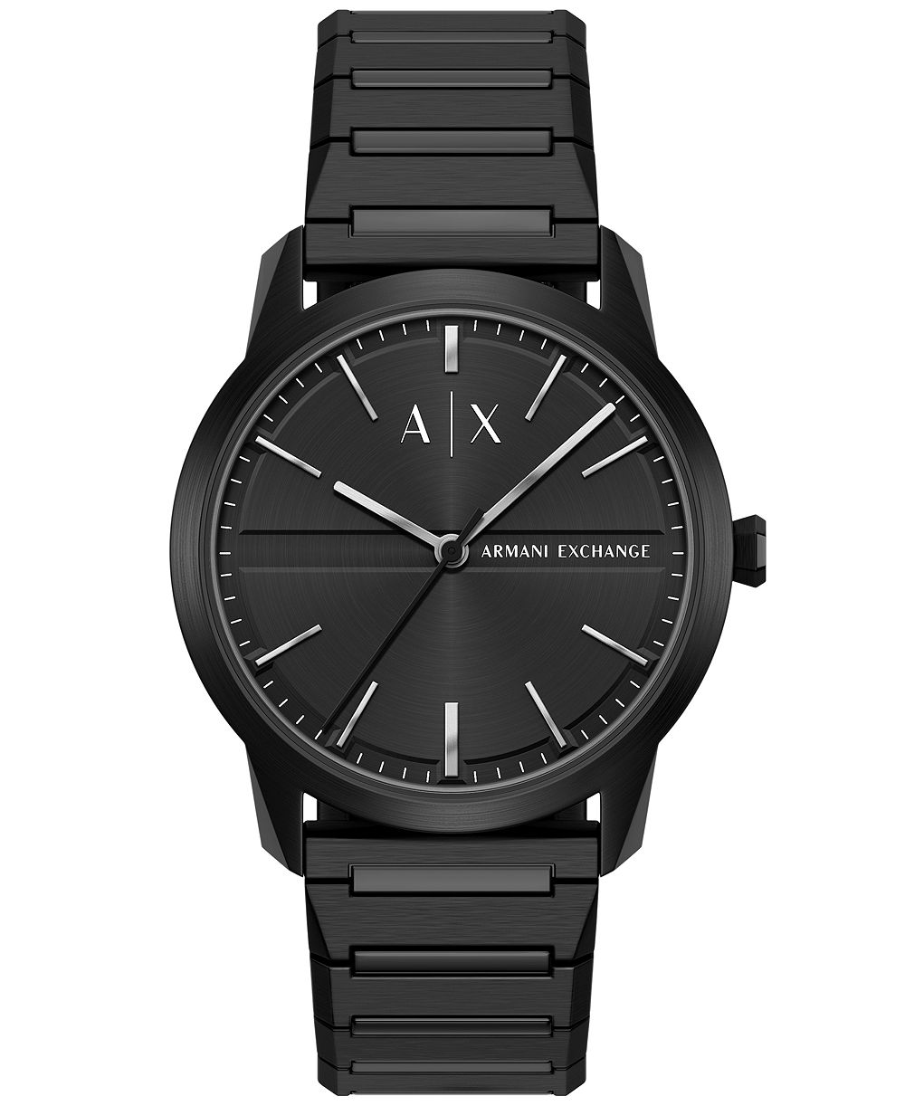 Armani Exchange Мужские кварцевые часы из черной нержавеющей стали 42mm