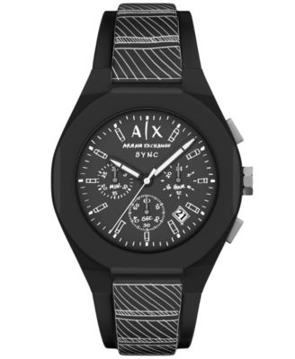Часы Armani Exchange Men's Sync Quartz Chronograph Black Silicone 44mm
