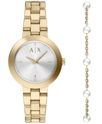 A|X Armani Exchange женские кварцевые часы с двумя стрелками из нержавеющей стали золотистого цвета, 36 мм