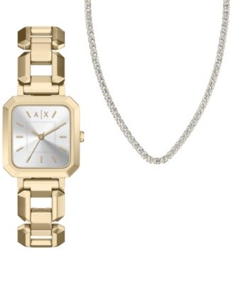 Женские Armani Exchange Quartz Three Hand Gold Stainless Steel watch 27mm