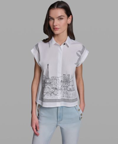 KARL LAGERFELD PARIS рубашка из поплина с бантом, Petite