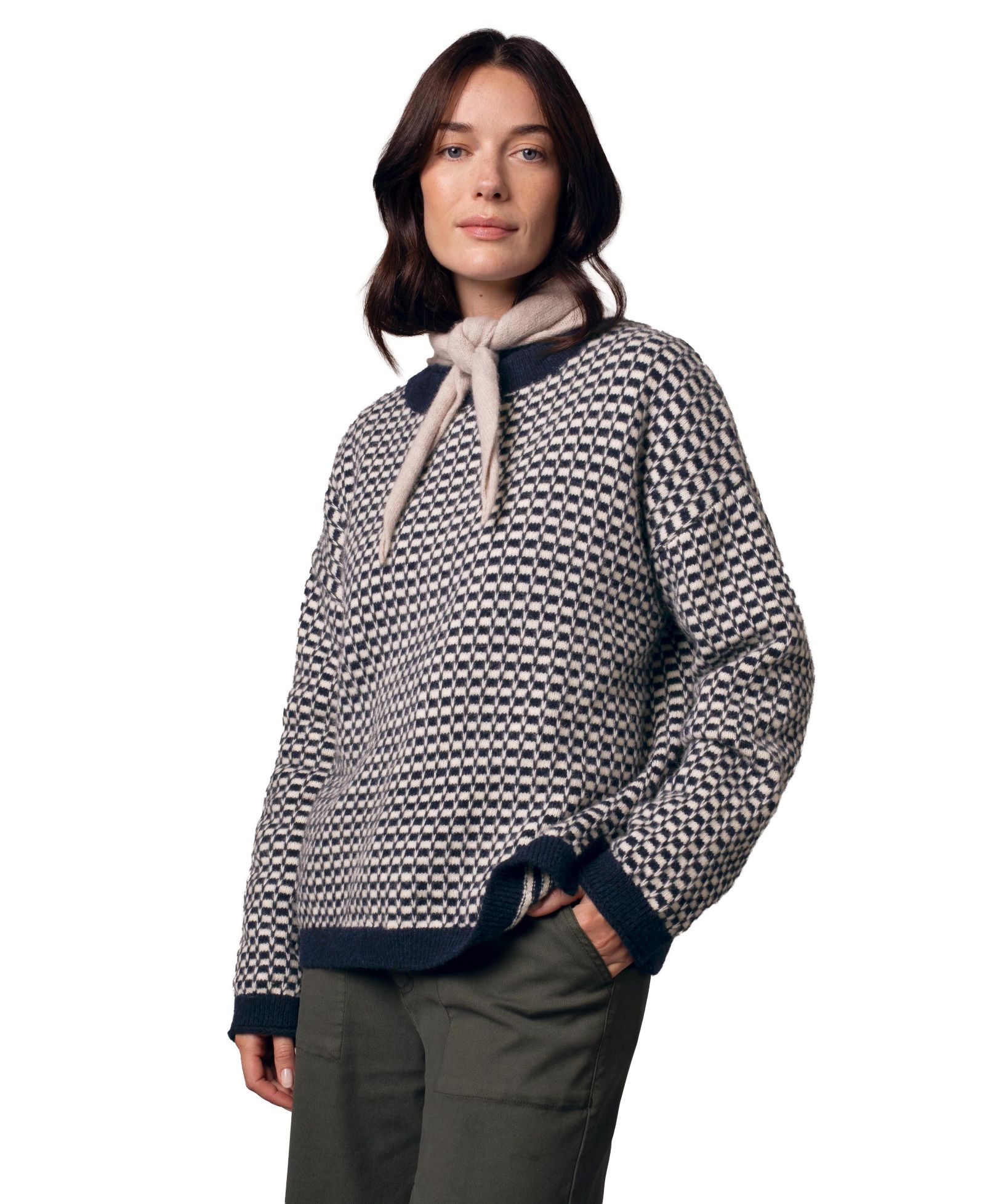 Женский свитер Celtic & Co. Micro Check Funnel Neck