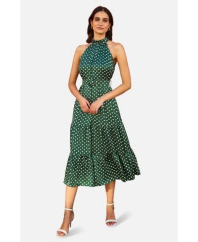 Yumi Women's Spot Print Halter Midi Dress