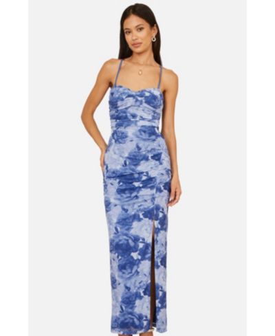 Yumi Women's Mesh Ruched Midi Dress