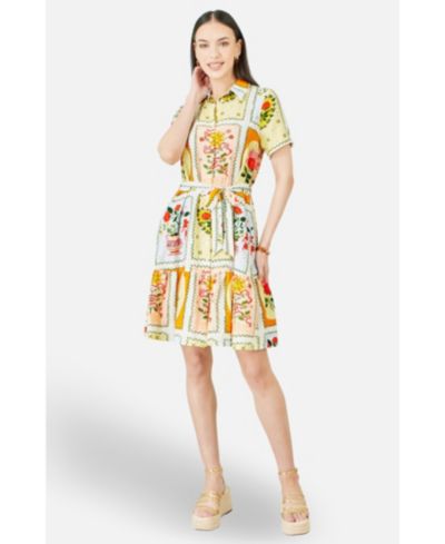 Yumi Women's Sun Patchwork Print Shirt Dress
