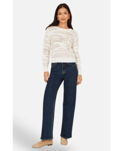 Yumi Women's Wave Pointelle Knitted Jumper