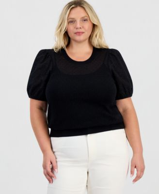 Женский джемпер Plus Size Style & Co Puff SS Pointelle