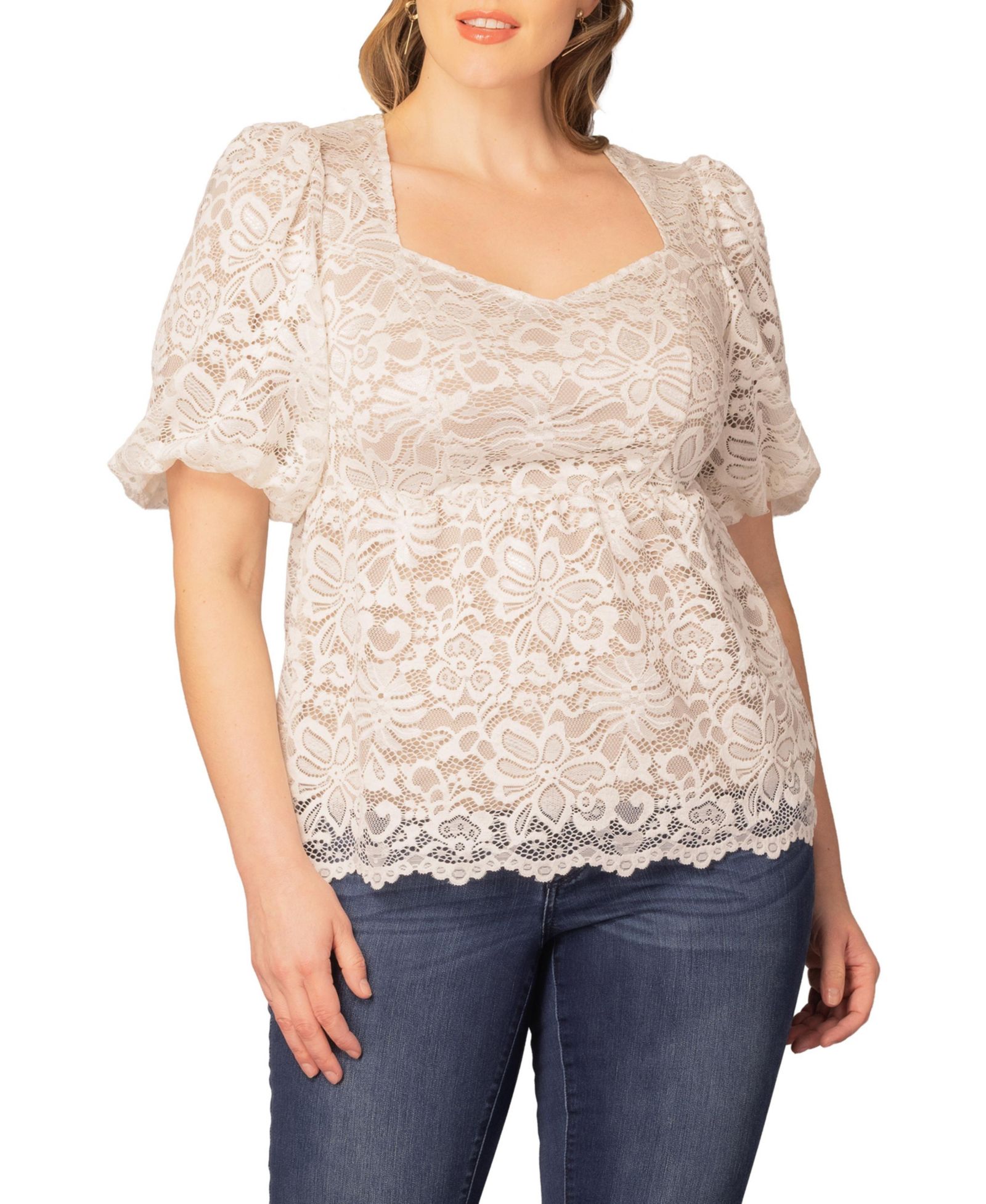 Кружевной топ с пеплумом Kiyonna Plus Size Winsome Sweetheart