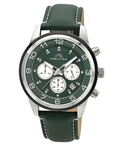 Мужские часы Porsamo Bleu Arthur Chronograph Green Genuine Leather Band 44 mm