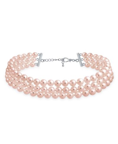 Колье Bling Jewelry свадебное многослойное с крупными искусственными белыми жемчужинами
