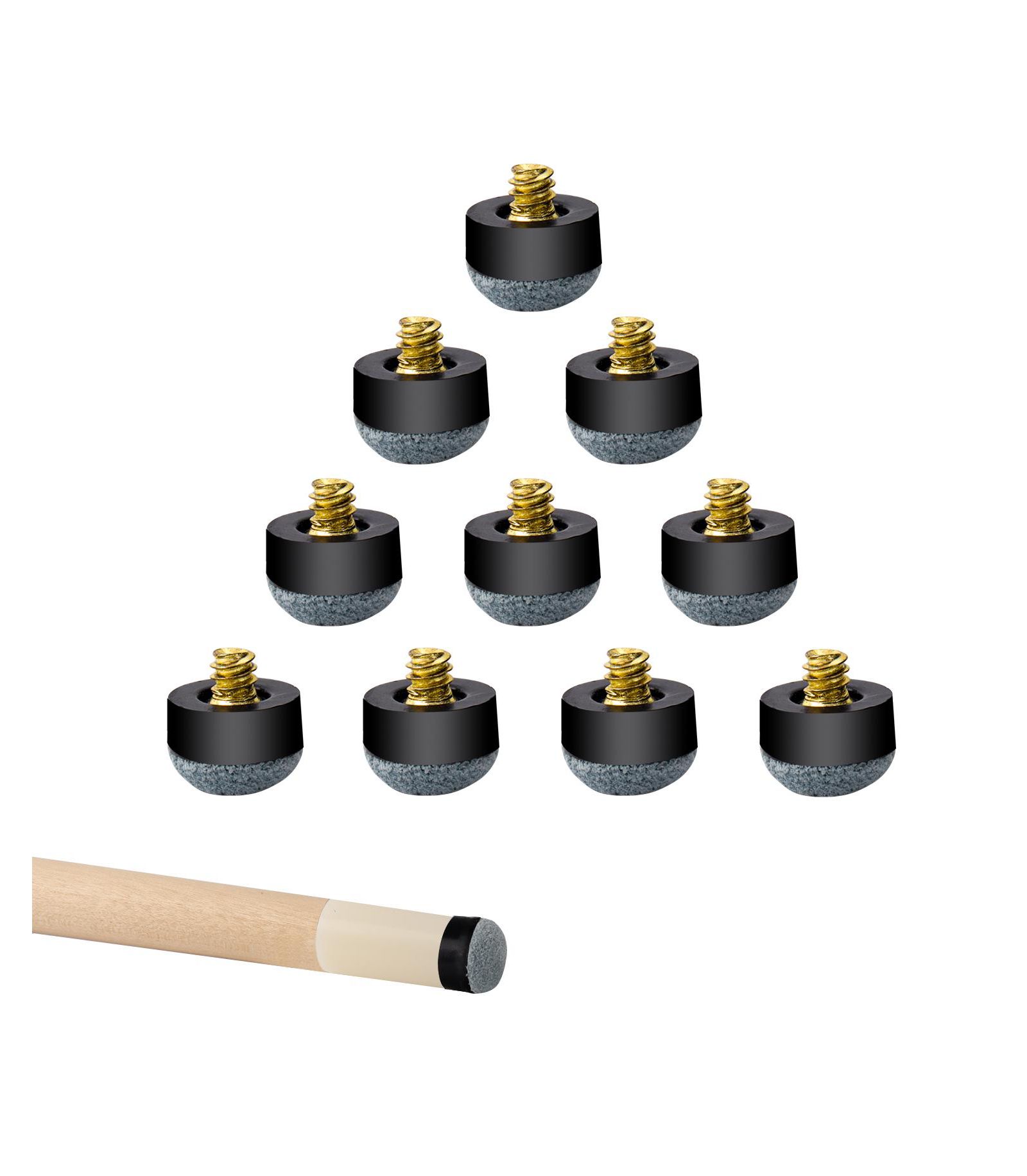 GSE Games & Sports Expert 10 Pieces 13mm Hard Pool Cue Tips, Billiard Pool Cue Stick Screw-on Tips Replacement