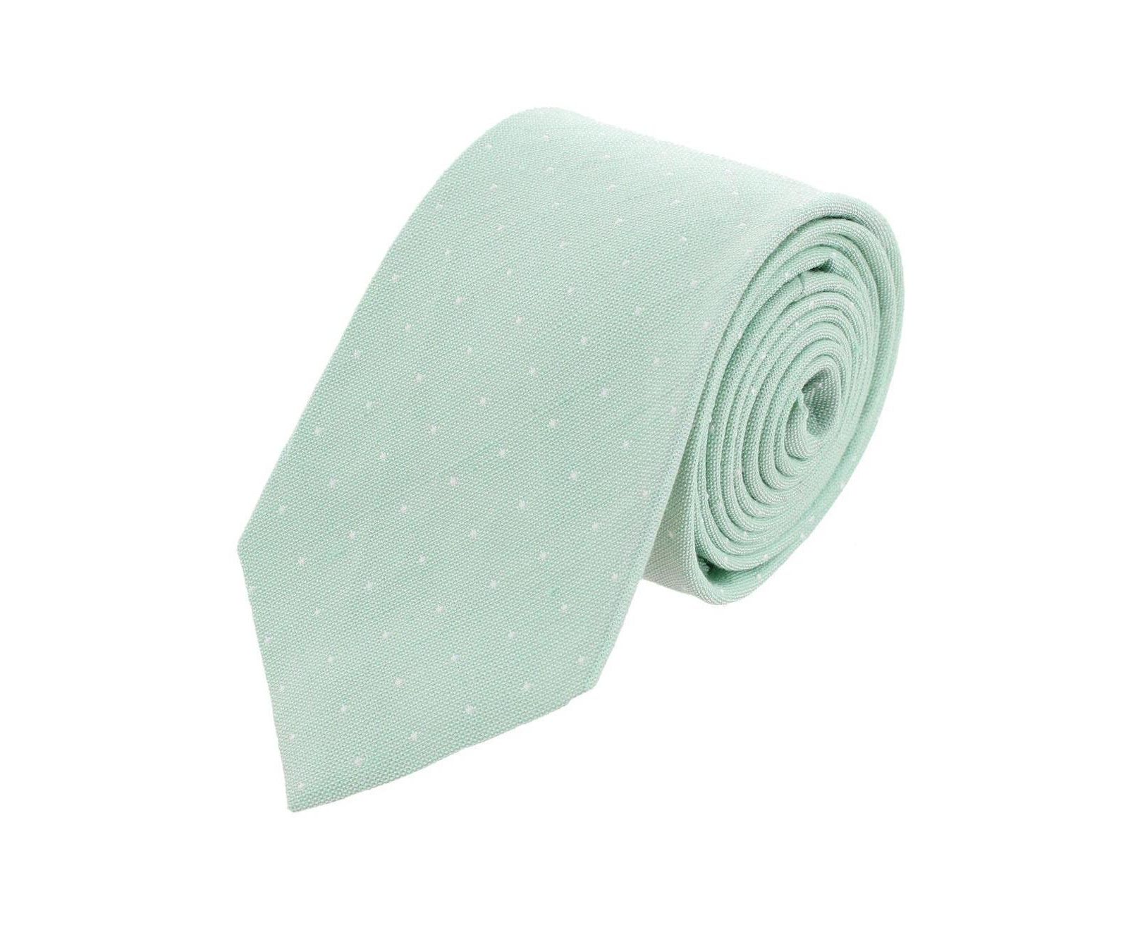 TRAFALGAR Men's Churchill Chambray Polka Dot Linen Blend Necktie
