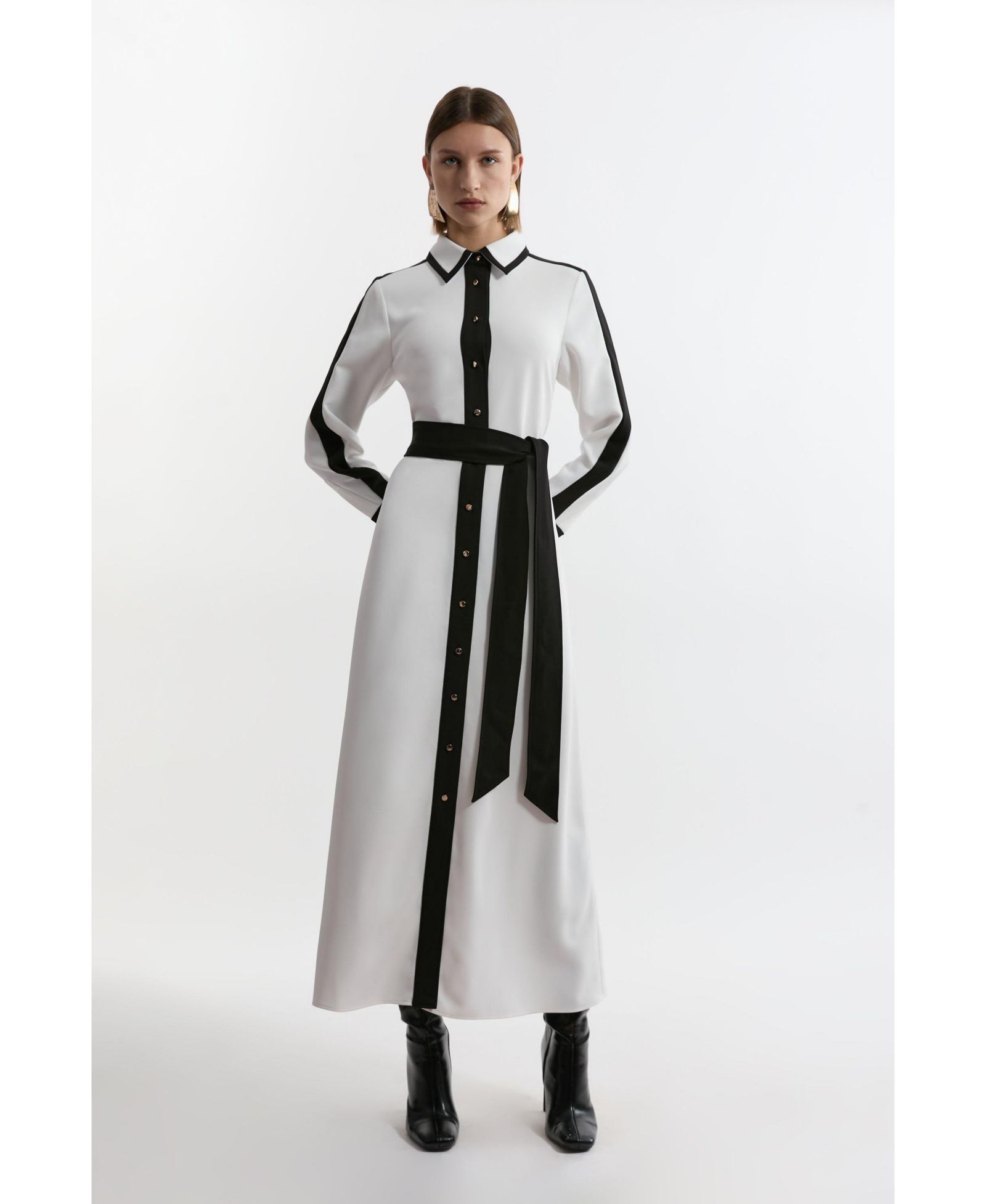 Женское миди-платье рубашка с поясом Karen Millen