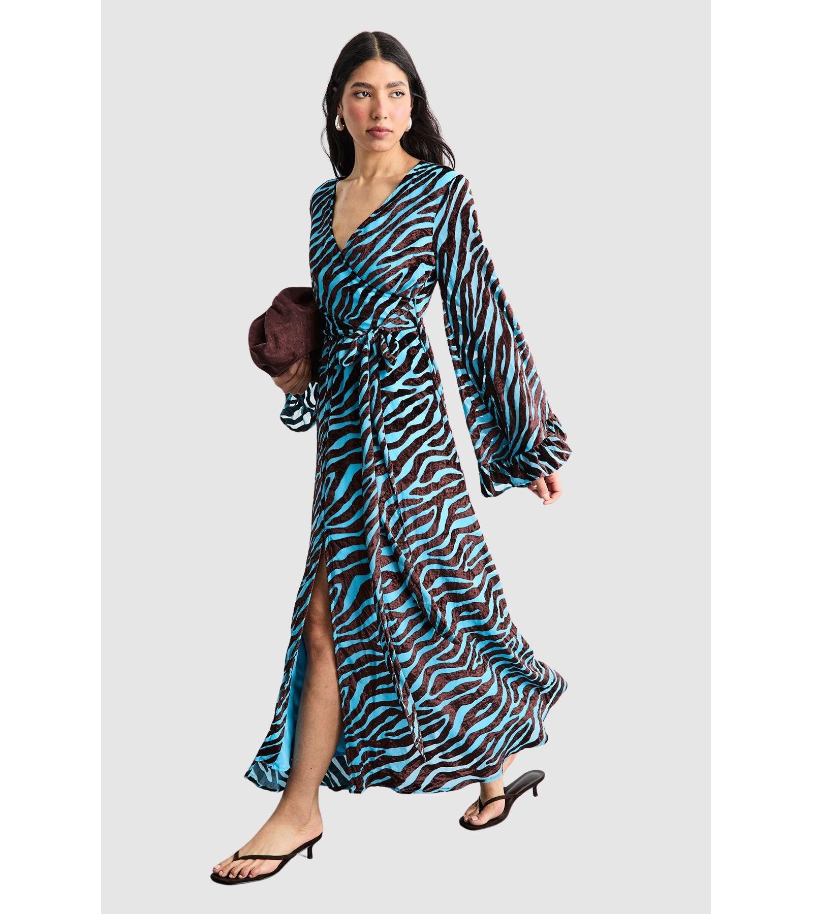 Женское вечернее платье Warehouse Burnout Velvet Plunge Maxi Dress