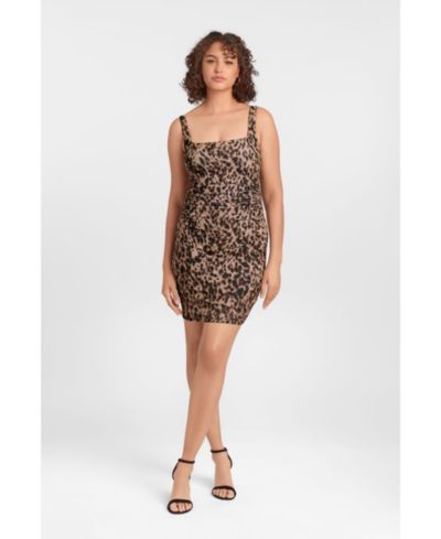 S3 Apparel Women's Shirred Waist Square Neck Sculpting Tank Mini Dress