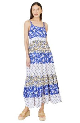Yumi Women's Patchwork Print Tiered Maxi Dress