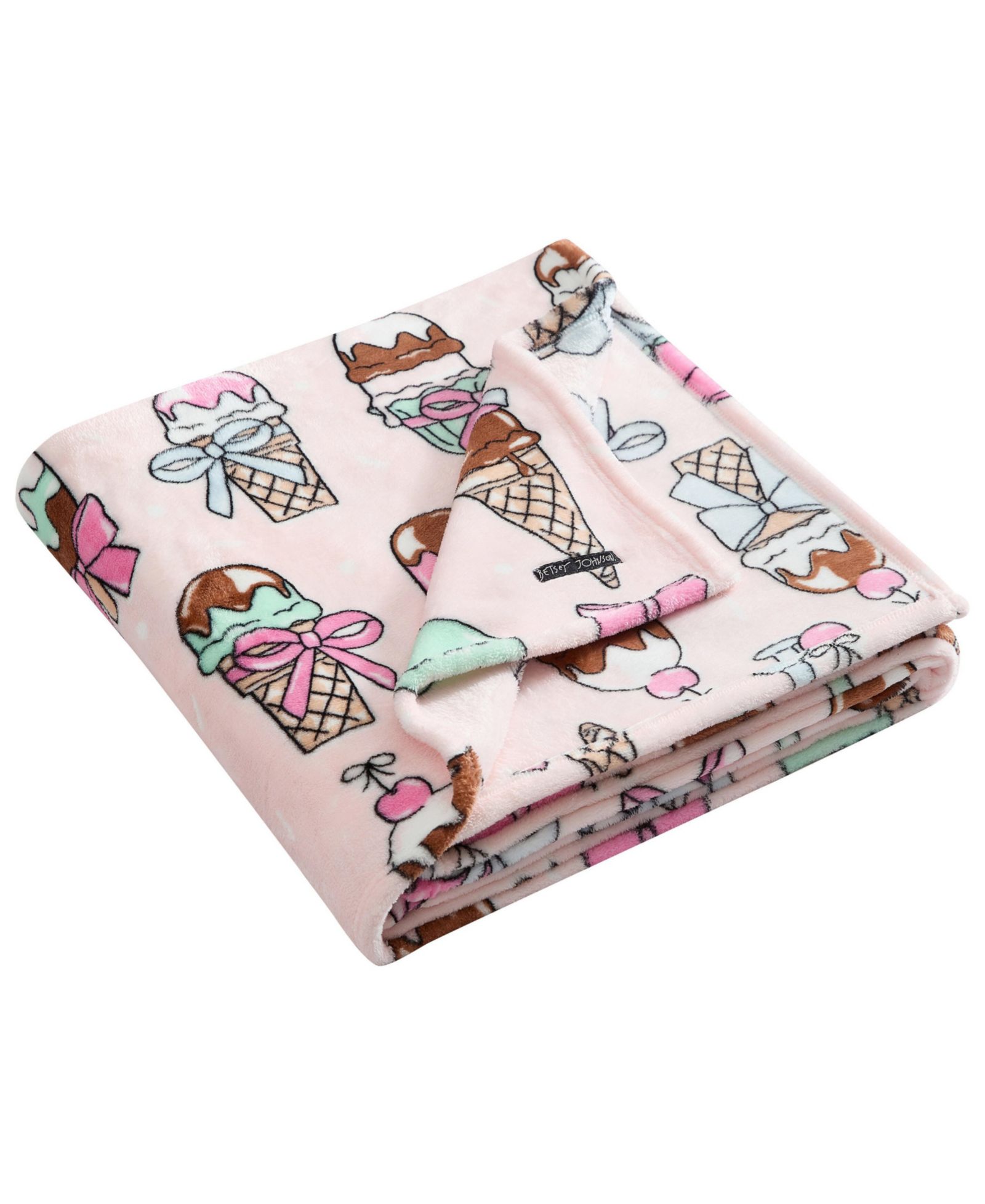 Betsey Johnson Coquette Ice Cream Printed Plush Throw, 70" X 50"