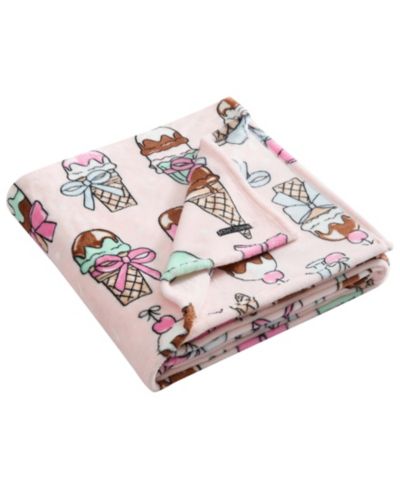 Betsey Johnson Coquette Ice Cream Printed Plush Throw, 70" X 50"