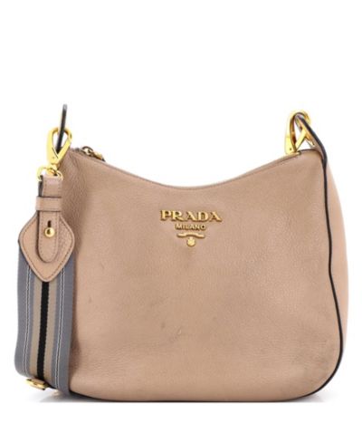 Prada б/у сумка хобо Vitello Daino в полоску с ремешком, средняя